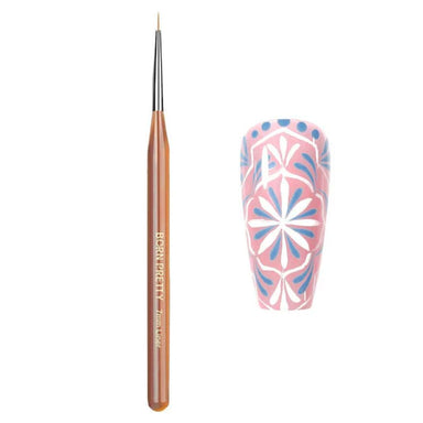 Born Pretty 7mm liner nail art brush with fine detail tip and floral nail design sample