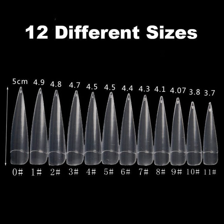 Long Plus Stiletto Nail Tips 12pcs Bag