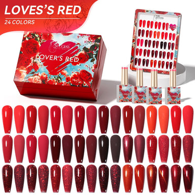 Nail Success Australia Lover’s Red 24-colour gel polish kit with gift box, gel bottles and red shade chart