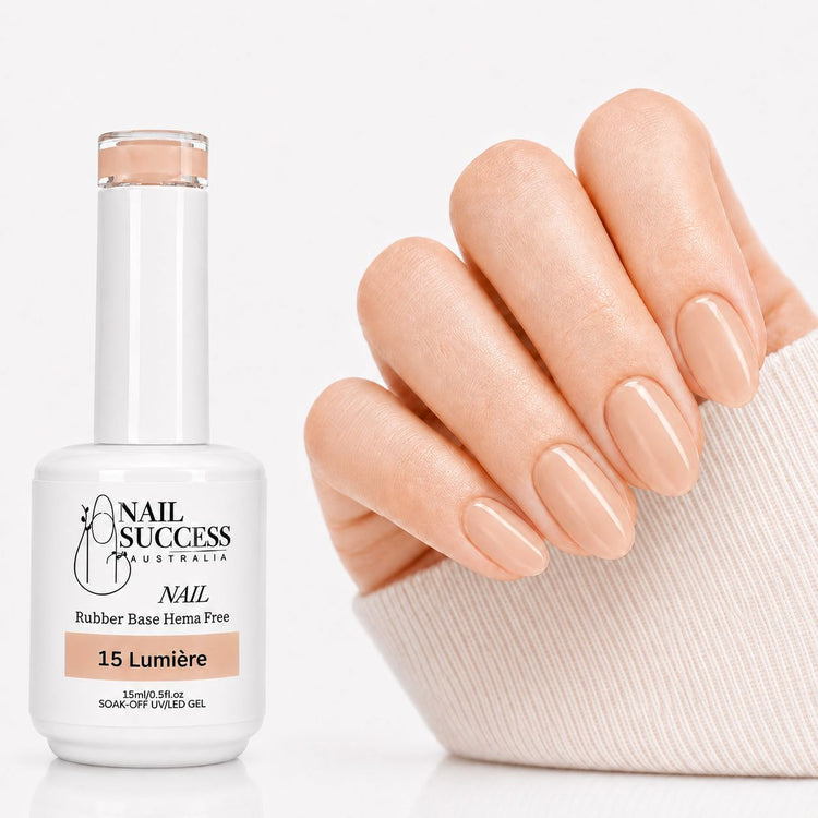Lumiere Rubber Base Gel - natural nail result on hand
