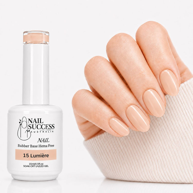 Lumiere Rubber Base Gel - natural nail result on hand