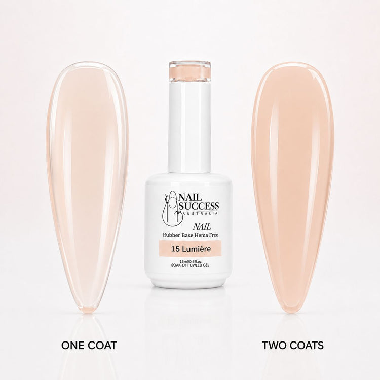 Lumiere Rubber Base Gel - one coat vs two coats comparison