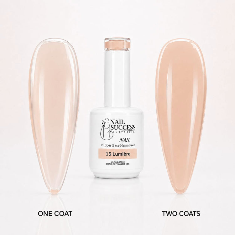 Lumiere Rubber Base Gel - one coat vs two coats comparison