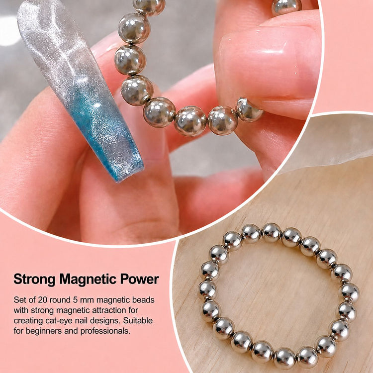 20-piece 5 mm magnetic bead set for creating blooming cat-eye gel polish nail art – NSI Australia