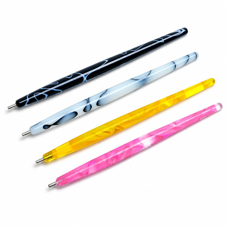 Four colourful marbled cat-eye magnetic pens with line strip handles for magnetic gel polish nail art – NSI Australia