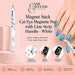 White marbled cat-eye magnetic pen creating spiral and crescent effects on blue gel polish nails – Nail Success Australia