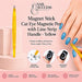 Yellow marbled cat-eye magnetic pen creating spiral and crescent effects on blue magnetic gel polish nails – Nail Success Australia