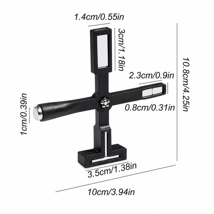 Black 5-in-1 cat-eye magnet tool with multiple magnetic heads and dimensions for magnetic gel nail art