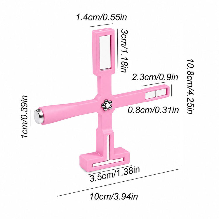 Pink 5-in-1 cat-eye magnet tool with multiple magnetic heads and dimensions for gel nail art