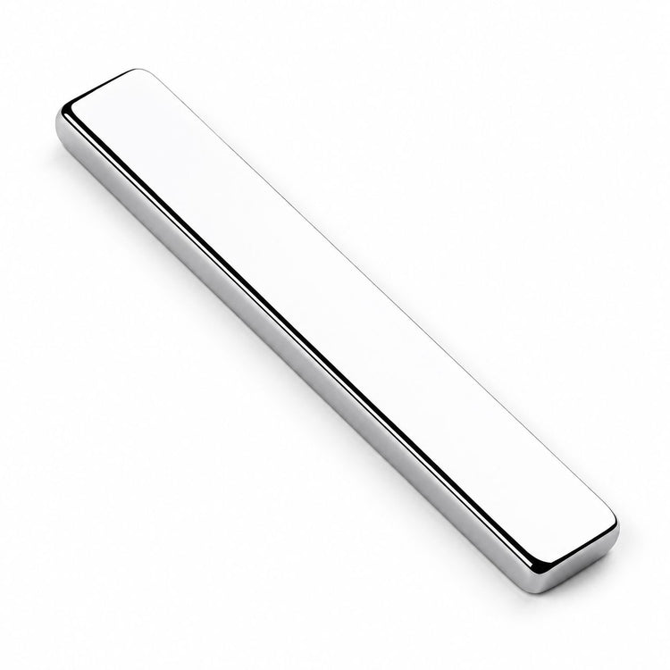 Silver rectangular cat-eye magnet bar tool for creating linear patterns in magnetic gel polish