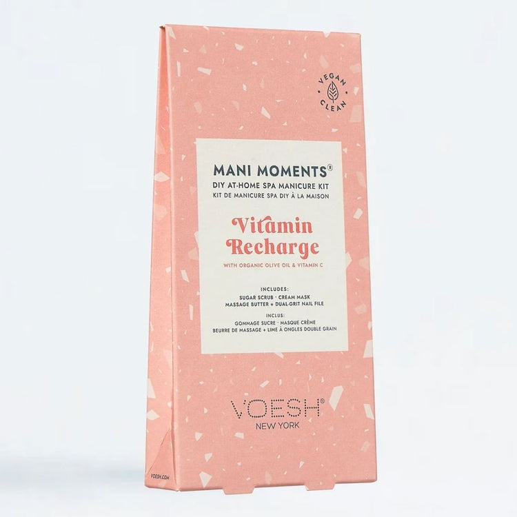 VOESH New York Mani Moments Vitamin Recharge DIY at-home spa manicure kit box on white background