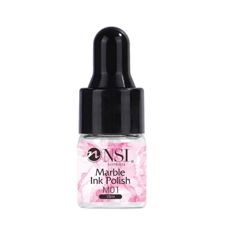 NSI Australia Marble Ink Polish M01 (pink) — 15ml nail art ink dropper bottle