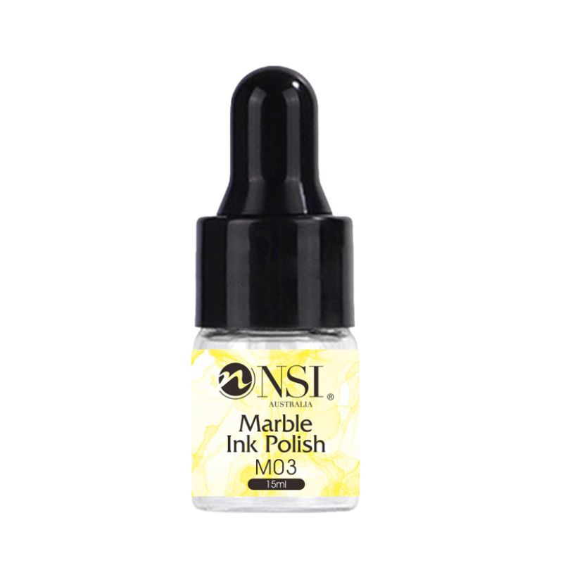 NSI Australia Marble Ink Polish M03 (yellow) — 15ml nail art ink dropper bottle