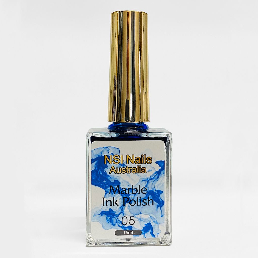 NSI Australia Marble Ink Polish 05 (blue) — 15ml square bottle with gold cap