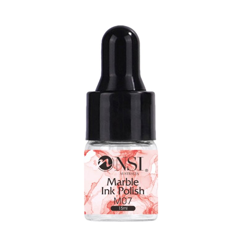 NSI Australia Marble Ink Polish M07 (red) — 15ml nail art ink dropper bottle