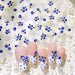 Mini blueberry embossed nail art sticker sheet with blue berry and green leaf designs on nail samples
