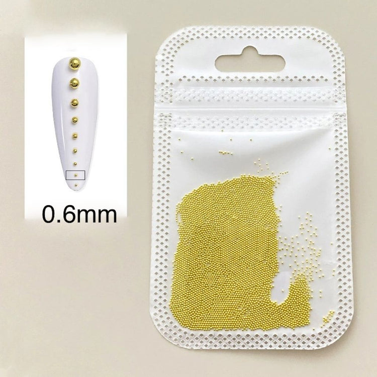 Mini gold caviar beads 0.6mm for nail art — micro steel balls for 3D accents