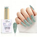 Mint Flash reflective gel polish with green glitter swatch and matching manicure for HEMA and TPO free salon nails