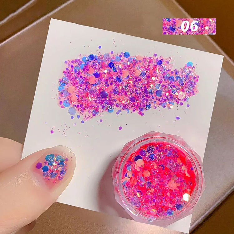 Mixed Aurora Multicolour Laser Glitters Jar06