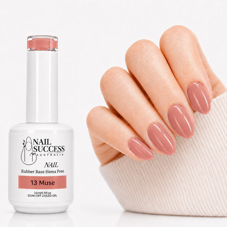 Muse Rubber Base Gel - natural nail result on hand