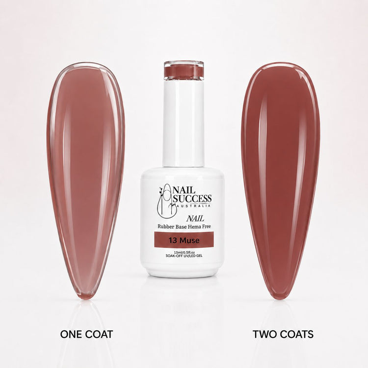 Muse Rubber Base Gel - one coat vs two coats comparison