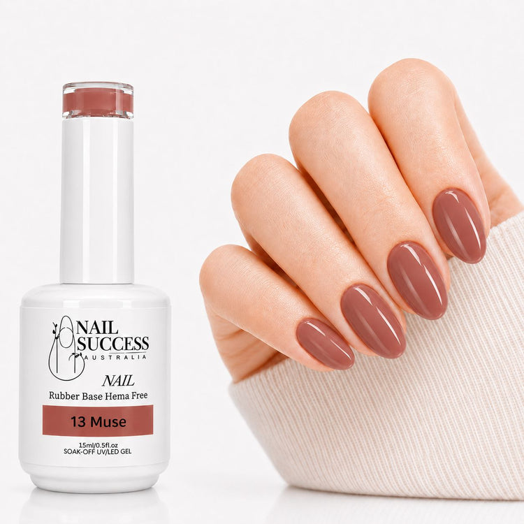 Muse Rubber Base Gel - natural nail result on hand