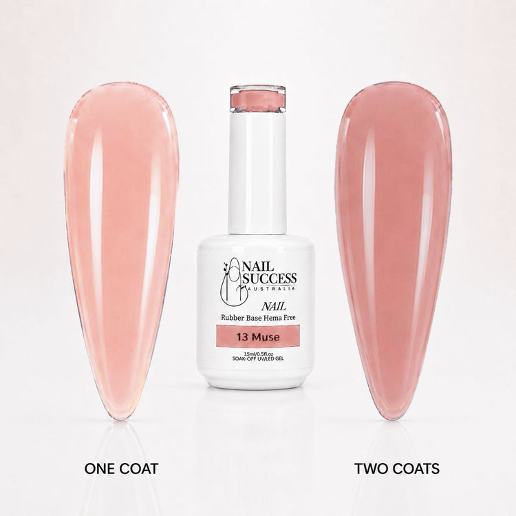 Muse Rubber Base Gel - one coat vs two coats comparison