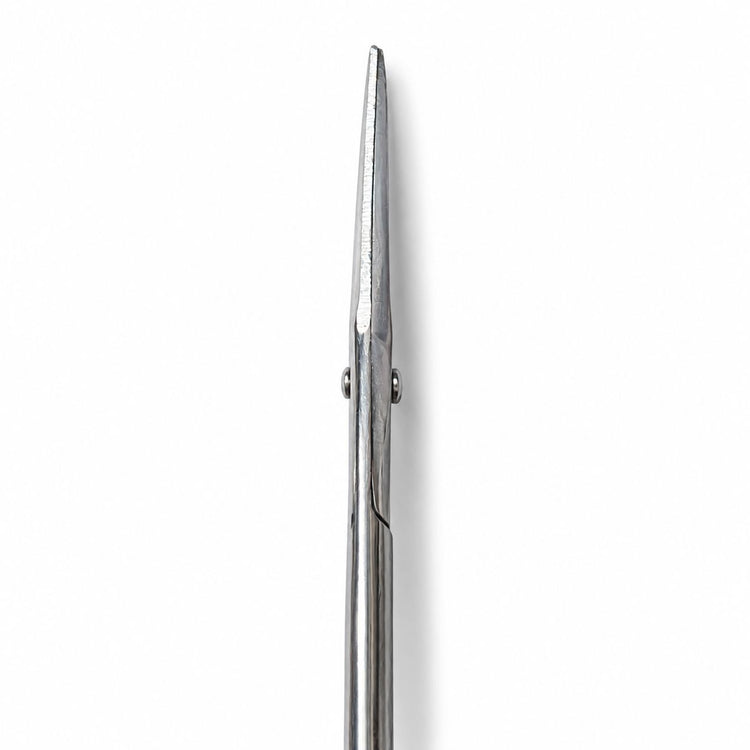 Nail Success Australia stainless steel nail and cuticle scissors side profile showing slim straight precision blades and polished metal finish