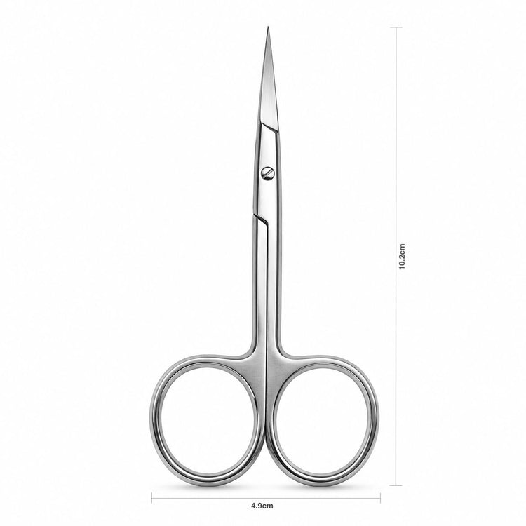 Stainless steel nail and cuticle scissors with straight precision blade, 10.2cm length and 4.9cm finger rings for manicure trimming