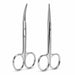 Nail Success Australia stainless steel nail and cuticle scissors set showing curved and straight precision blades with polished loop handles for manicure grooming