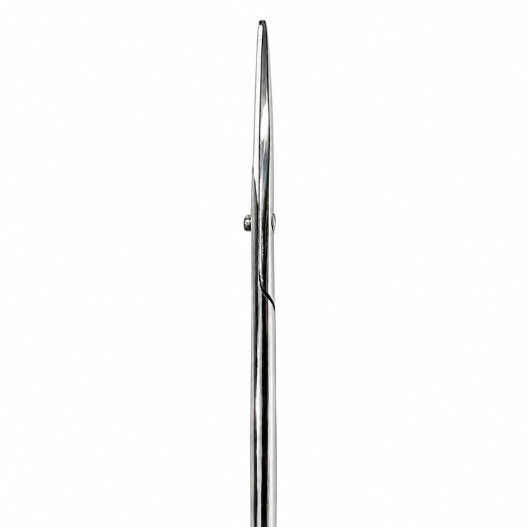Nail Success Australia stainless steel nail and cuticle scissors side profile showing slim sharp precision blades and polished metal finish