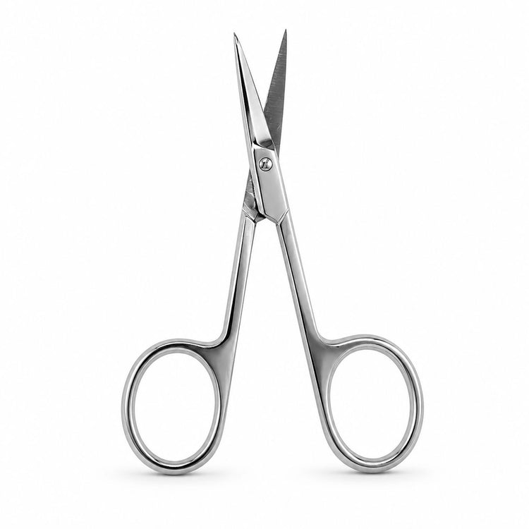 Nail Success Australia stainless steel nail and cuticle scissors shown open, with sharp precision blades and polished loop handles for detailed manicure grooming