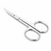 Stainless steel nail and cuticle scissors with straight precision blades and classic finger loop handles for detailed manicure trimming