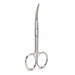 Stainless steel nail and cuticle scissors with curved precision blades and finger ring handles for detailed manicure trimming