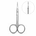 Nail Success Australia stainless steel nail and cuticle scissors front view with sharp precision blades, polished loop handles and side profile detail