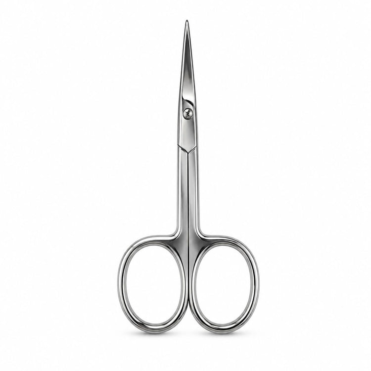 Nail Success Australia stainless steel straight blade nail and cuticle scissors front view with polished loop handles and sharp precision tip