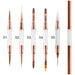 NSI Australia double-ended nail art & gel brushes — rose-gold handles with crystal barrels and protective cap; 5 tip options 01–05 (fine liner, ultra-fine liner, oval gel, flat brush, silicone + liner)
