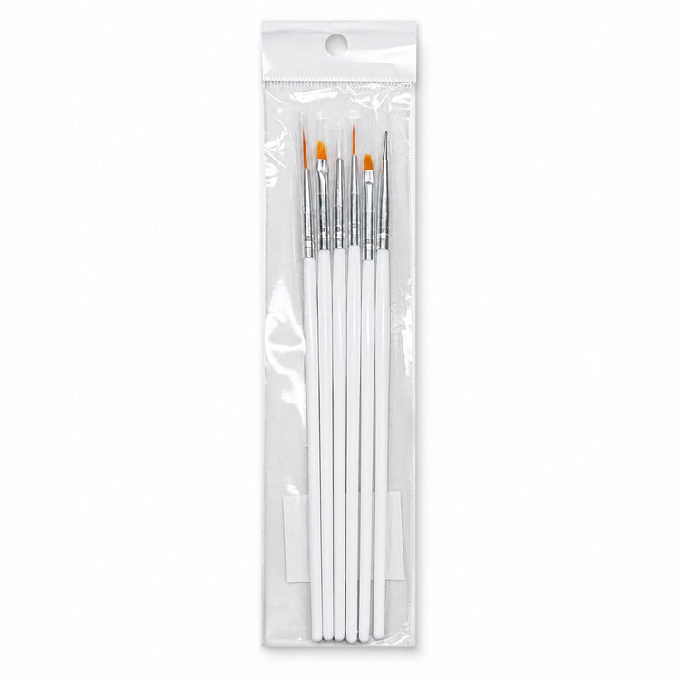 Nail Success Australia 6pcs nail art brush set in clear packaging with white handles for detailed gel and nail art designs
