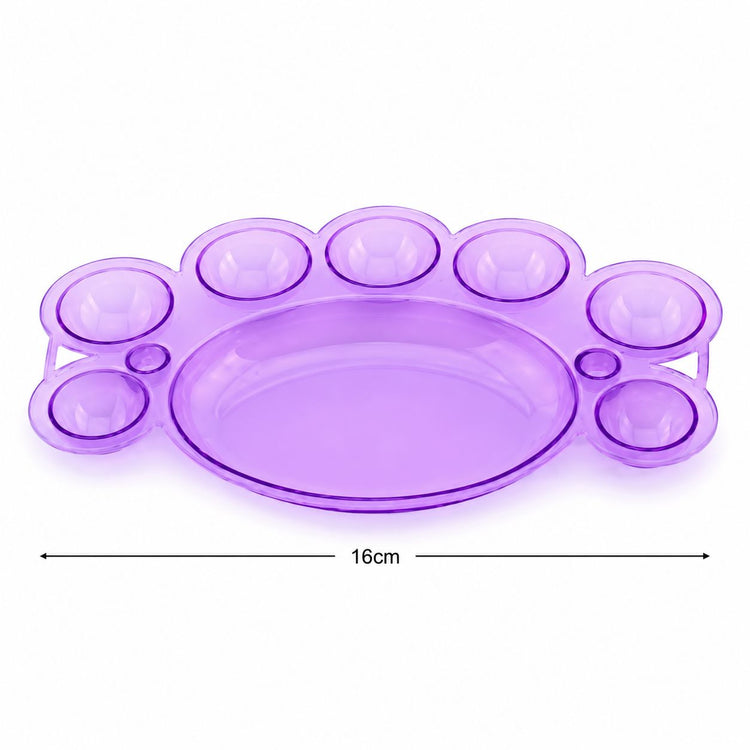 Purple 16cm nail art colour mixing palette with multiple wells for gel polish, acrylic and nail art designs