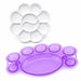 White flower and purple nail art colour mixing palettes with multiple wells for gel polish, acrylic paint and custom salon nail designs