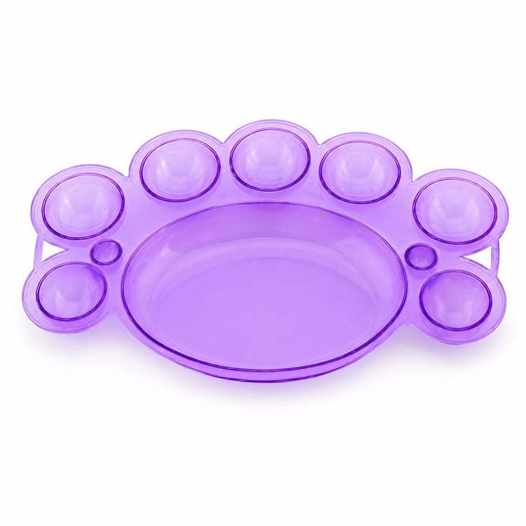 Purple paw-shaped nail art colour mixing palette with multi-well design for gel polish, acrylic paint and custom salon nail art blending