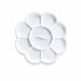 White flower-shaped nail art colour mixing palette with smooth multi-well design for gel polish blending and custom salon nail art colours