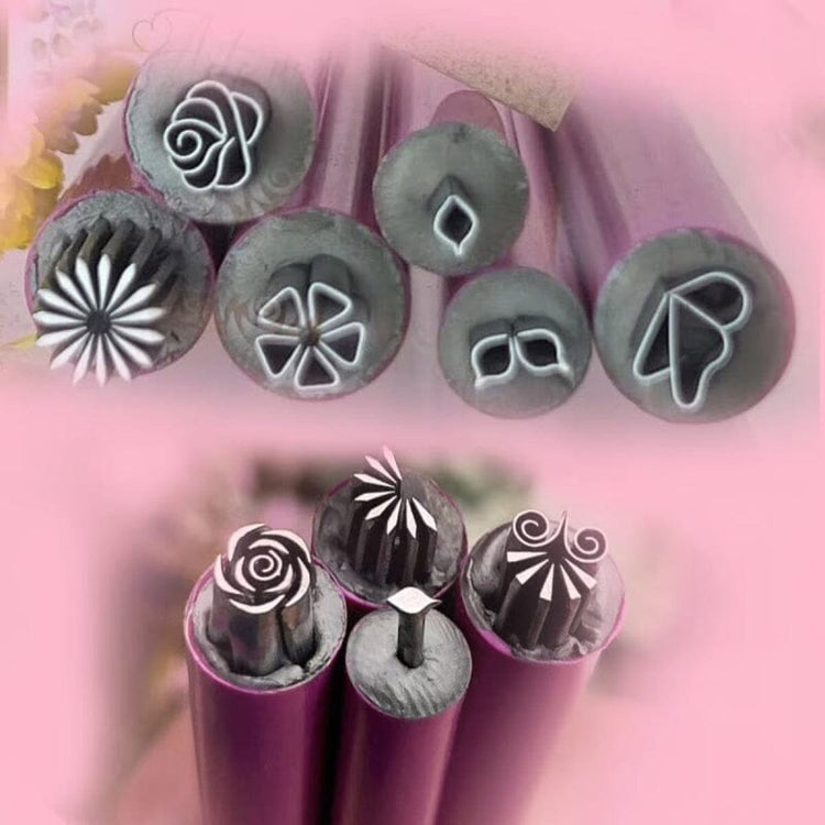 10 piece nail art pattern design metal tool set with rose, daisy, petal and swirl tips