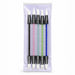 5-piece 2-way silicone nail art pen set in storage pouch with crystal handles and assorted white tips for gel polish blending and nail art designs