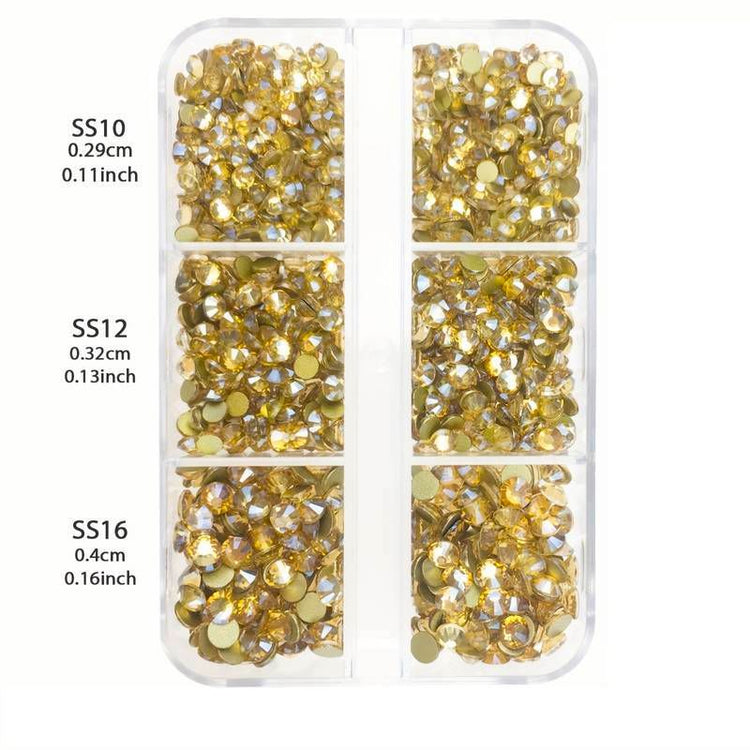 SS16 in compartment tray, flatback crystals for manicures — NSI Australia