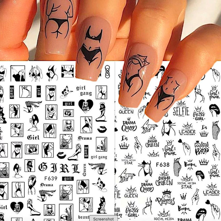 Nail Art Stickers - Girl and Love