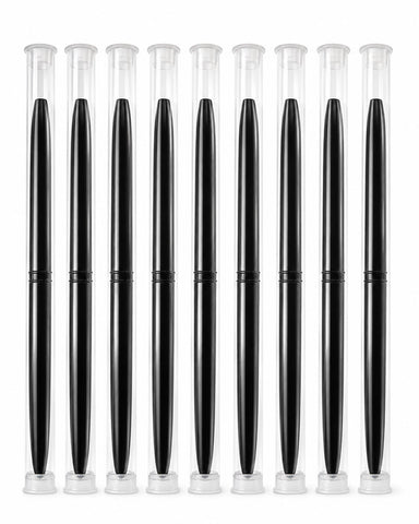 9-piece black nail art brush set in clear protective tubes for professional gel polish designs and salon nail art application