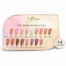 HEMA-free nail builder gel colour chart with 18 nude, pink and shimmer shades for professional salon nail extensions