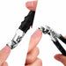 Anti-slip handle wide jaw nail clipper shown trimming fingernails with angled cutting head, NSI Australia