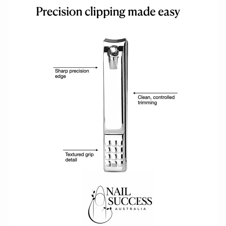 Nail Success Australia large curved blade nail clipper with sharp precision edge, textured grip and controlled trimming features